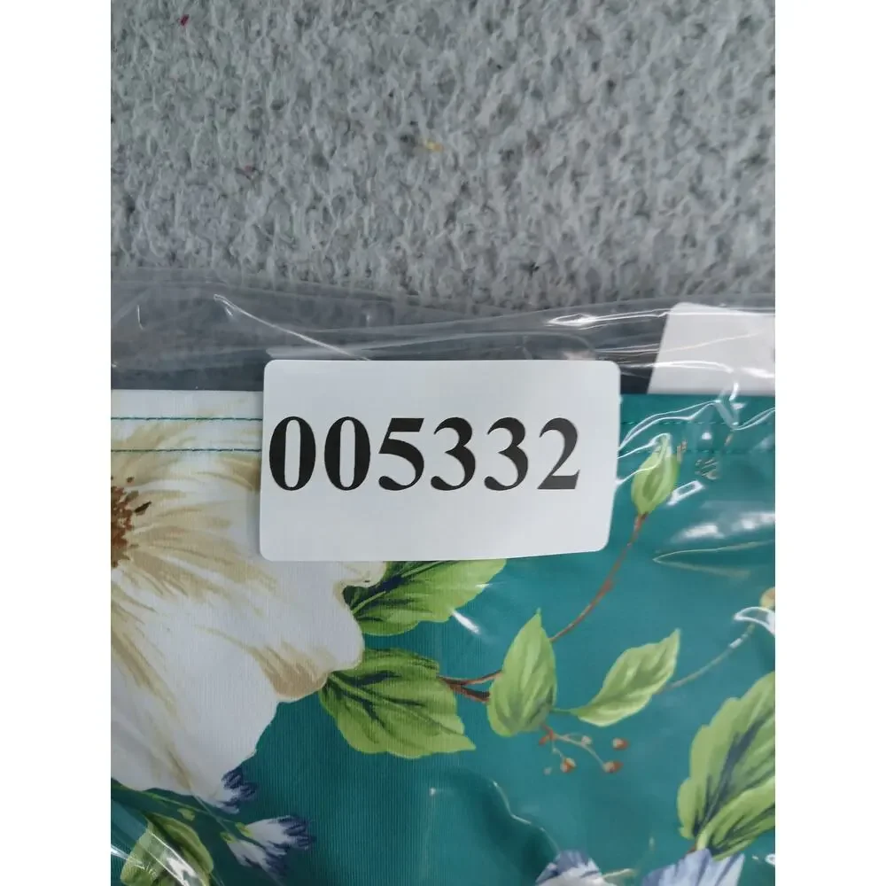 Lands' End Lycra Swim Bottoms Womens 8 Medium Green High Rise Floral Bikini NWT